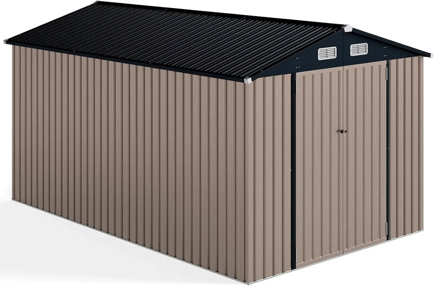 Abri de Jardin en Métal 3.5x2.2m avec Porte et Fenêtre, Toit Incliné pour Ventilation Optimale, Cabane à Outils Robuste pour Usage Extérieur