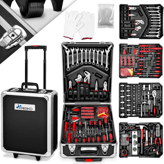 Ensemble d'Outils 949 Pièces en Chrome Vanadium avec Valise en Aluminium et Poignée Télescopique - TRESKO